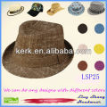 LSP25 Ningbo Lingshang 2014 New Arrival Plain Ribbon Brown Fedora cheap bucket hats